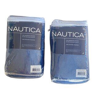 Nautica European Ultra Soft Pillow Sham Set Of 2 26" X 26" Blue Polyester NEW